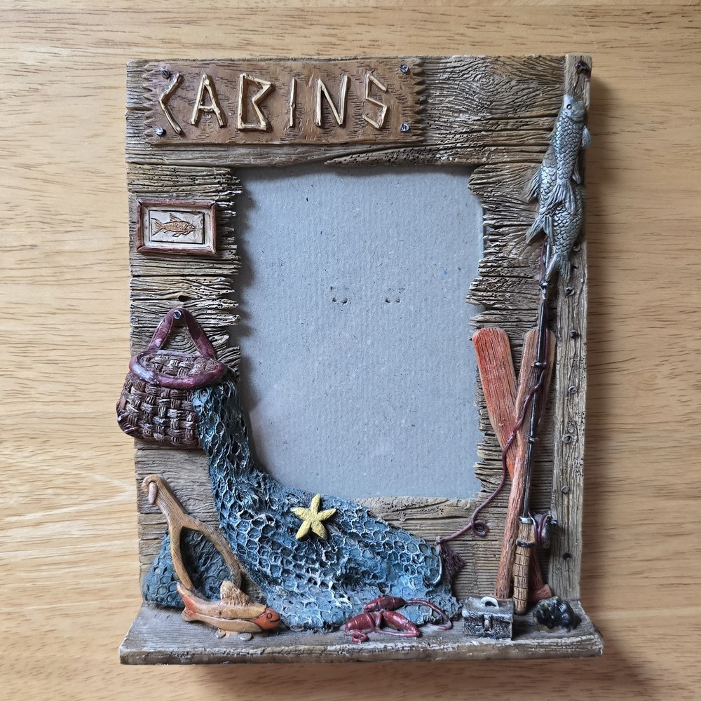 Rustic Cabin Fishing Lodge Photo Picture Frame 5x3.5 Lake House Decor